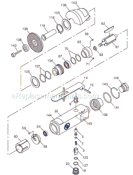 Page A Diagram and Parts List for CP861 T022039 Chicago Pneumatic Saw